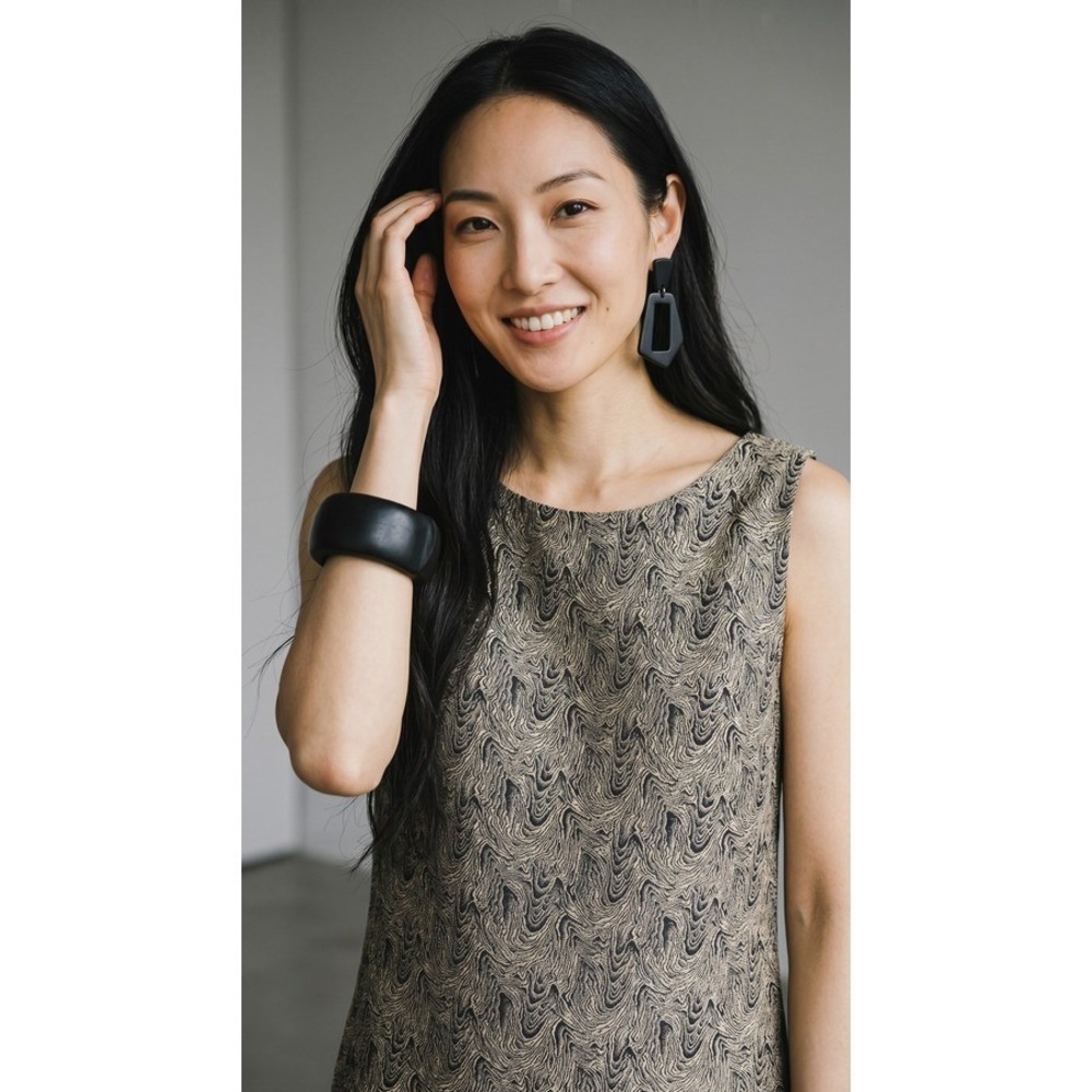 Bespoke Boonsom of Boston Silk Sheath Dress Wave‎ Pattern Old Money Quiet Luxury